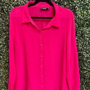 a.n.a Women's Vibrant Pink Button-Down Shirt